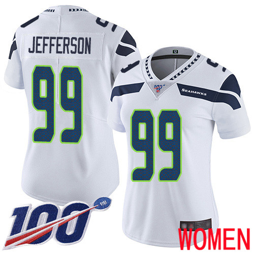Seattle Seahawks Limited White Women Quinton Jefferson Road Jersey NFL Football #99 100th Season Vapor Untouchable